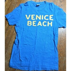 Hollister Venice Beach Surfer T-Shirt Men Size‎ L Blue Y2K Embroidered Retro